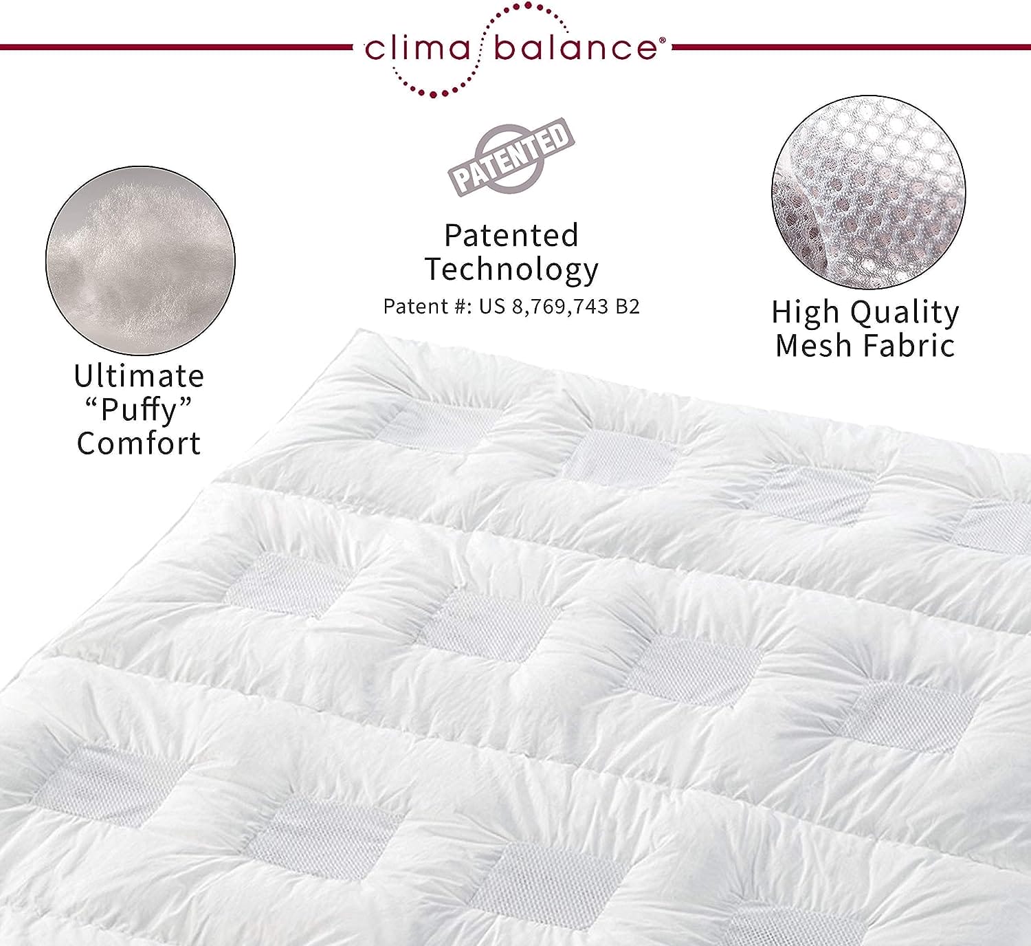 Clima Balance - Lightweight All Year Down Alternative Comforter Full - Breathable Patented Design - Increases Deep Sleep Phases up to 50% - Sensofill Virgin Polyester - Full 80 x 90