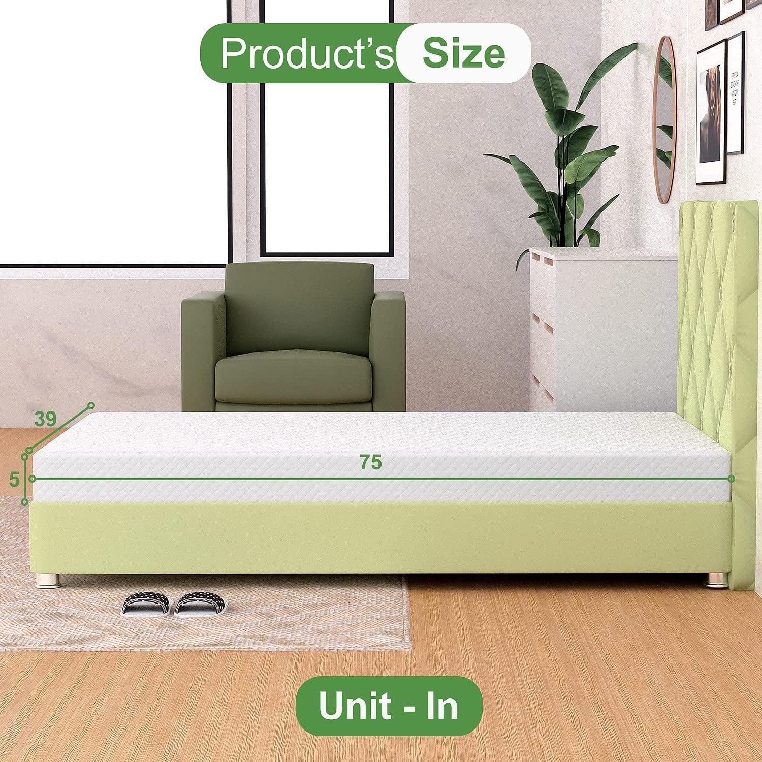 FDW 5 Inch Gel Memory Foam Mattress Medium-Firm Mattress for Pressure Relief  Cooler Sleep Mattress for Kid Adults CertiPUR-US Certified Mattress in a Box,Twin