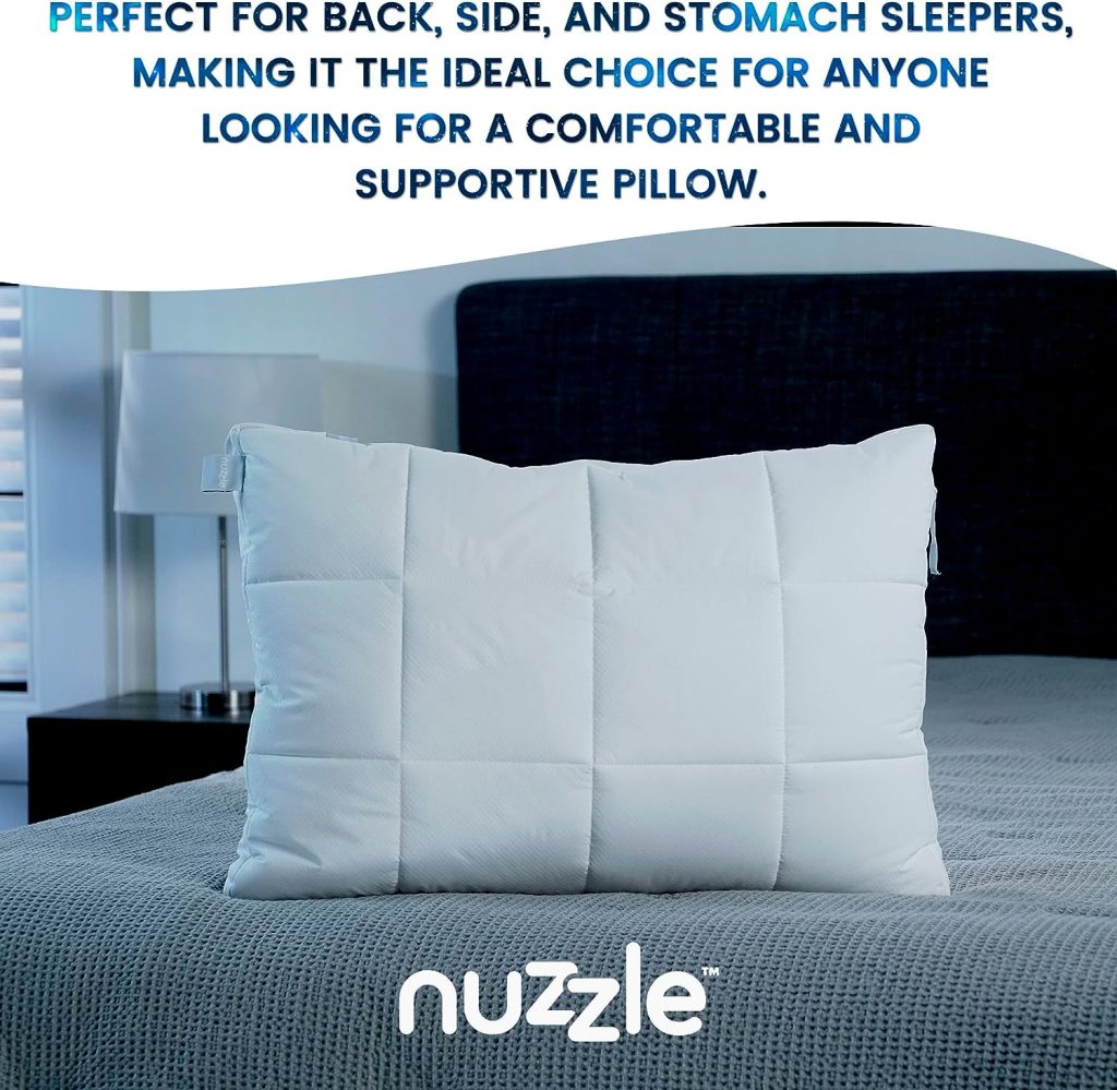 Nuzzle Bed Pillow for Sleeping - Ultra Soft Cooling Pillow with 2 Adjustable Inner Layers for Comforting Support, Washable Luxury Queen Size Pillows - Perfect for Side, Back, and Stomach Sleepers