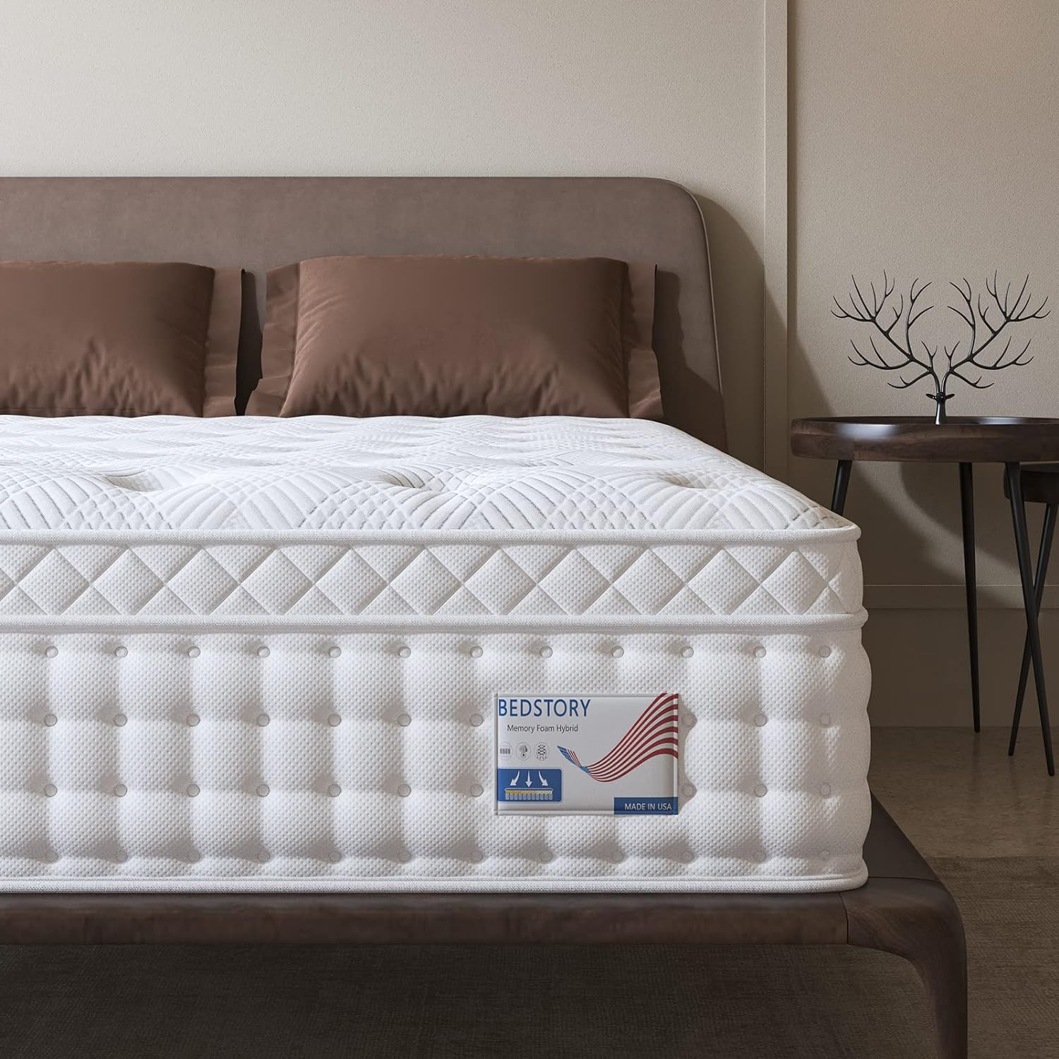 BedStory Queen Mattress, 12 Inch Deep Sleep Firm Mattress - Made in USA - Extra Lumbar Support - Pain-Relief - Memory Foam Hybrid Euro Top Mattress, Individually Wrapped Pocket Coils