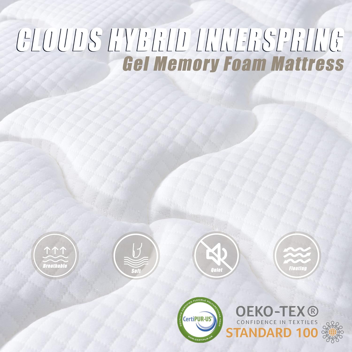 FLEXPEDIC Deep Sleep Twin Mattress 10 Inch in a Box, Cloud Euro Top Soft Hybrid Mattress Made in USA, Memory Foam Pocket Innerspring Mattresses, CertiPUR-US Certified