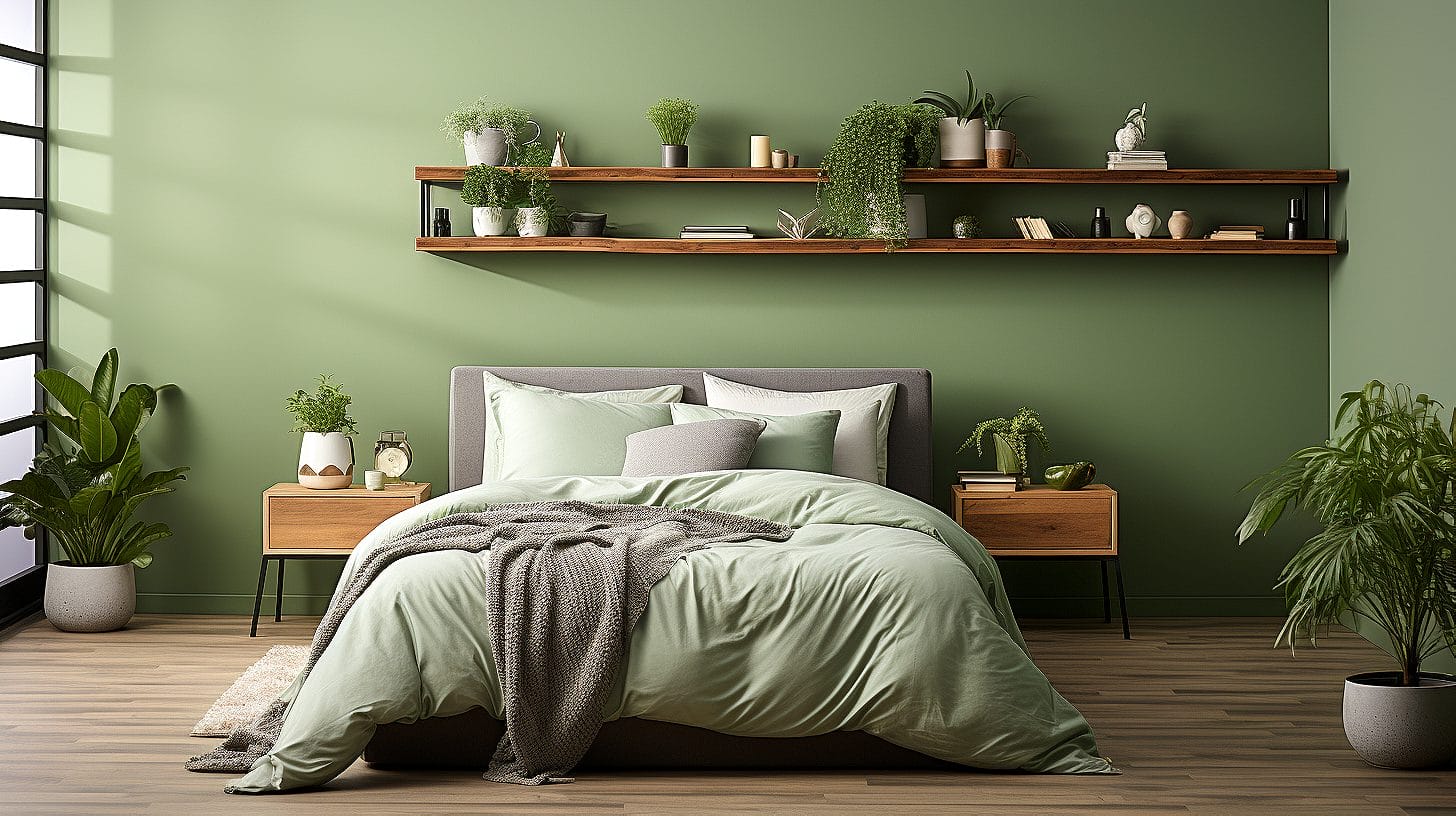 what color comforter for green walls 4 - What Color Comforter for Green Walls? Stunning Combos!