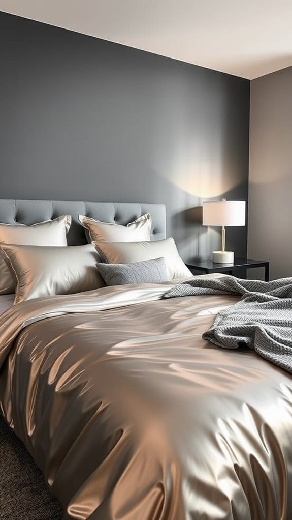 contemporary shiny bed linens