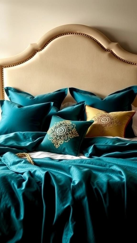 elegant teal bed linens