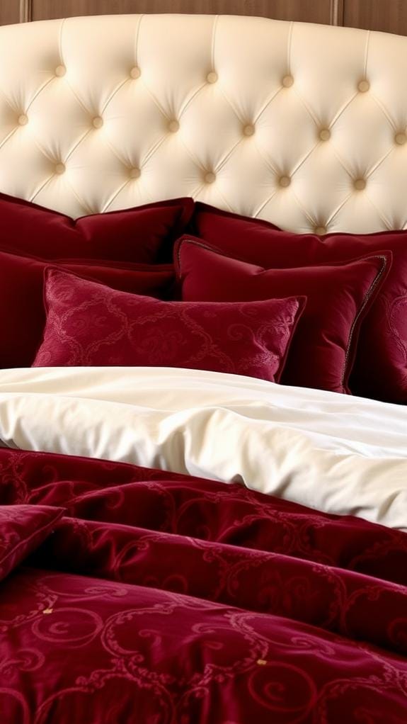 luxurious burgundy bed linens