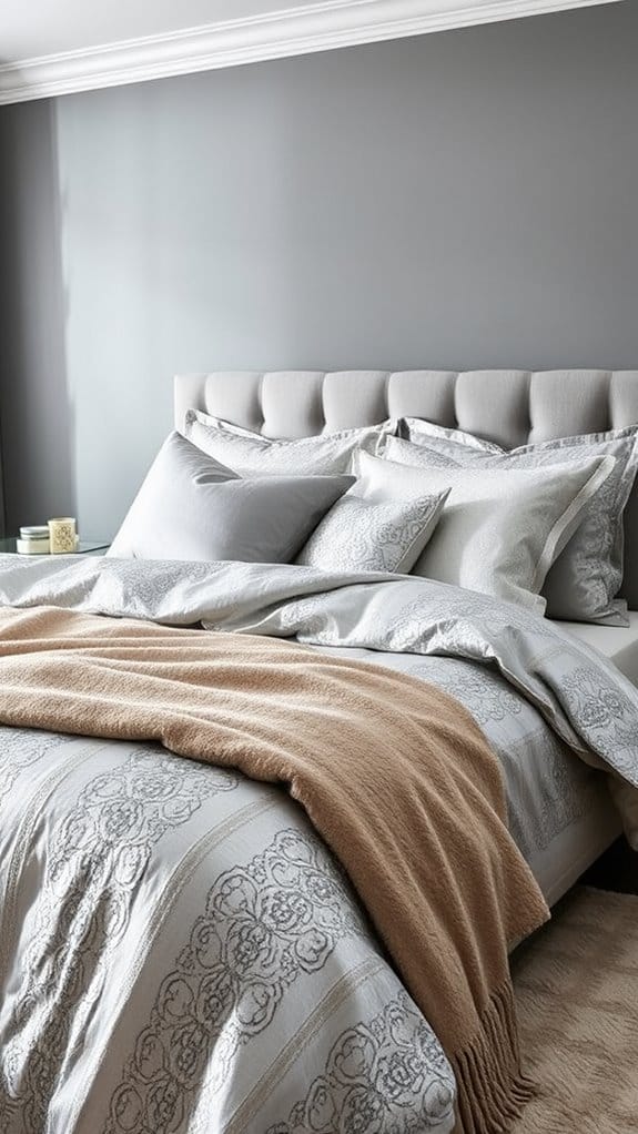 luxurious textured silver bedding