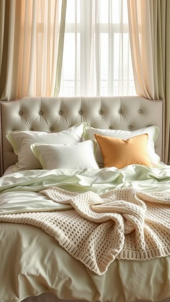 sage green bed linens