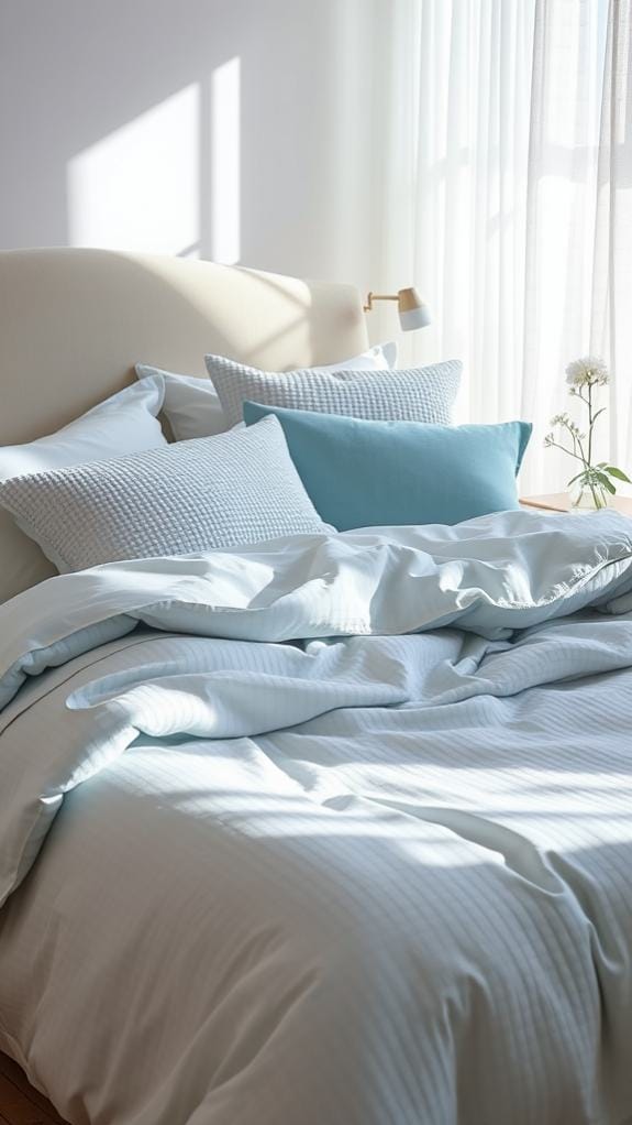 sky blue bed linens