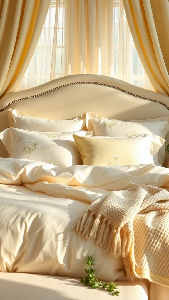 soft hued bed linen