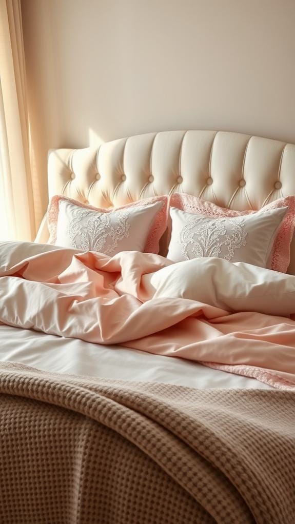 soft pink bed linen