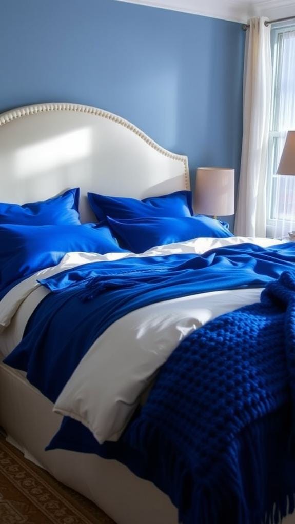 vibrant cobalt blue bedspread