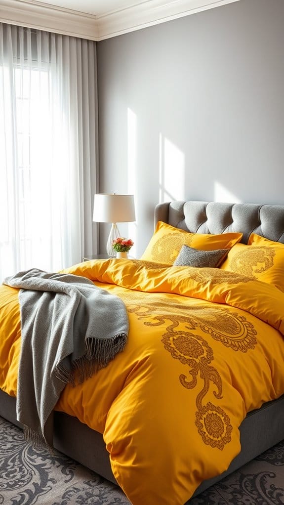 vibrant golden bed linens