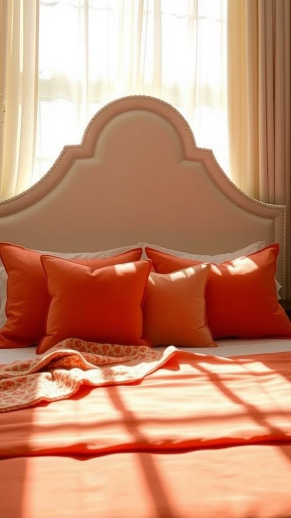 vibrant orange bed linens