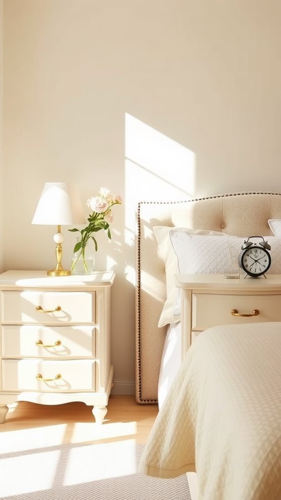 chic cream bedside tables