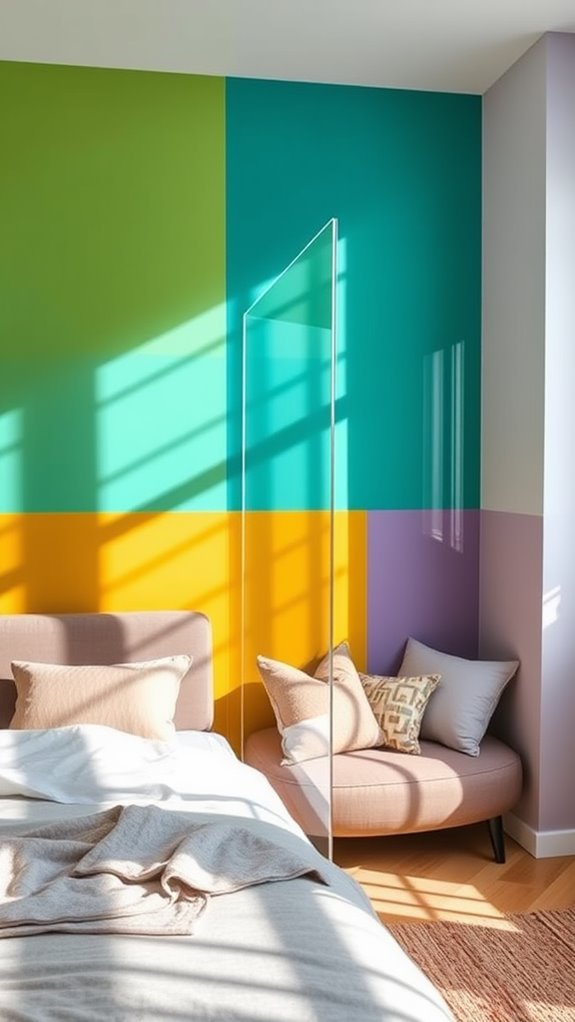 vibrant geometric wall design