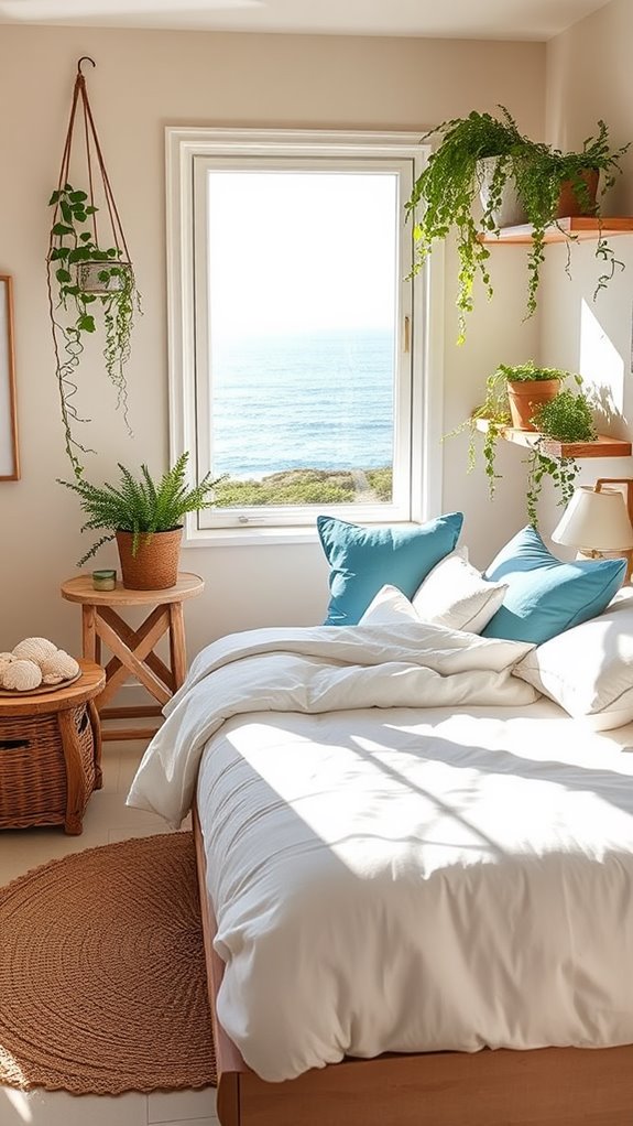 coastal bedroom greenery ideas