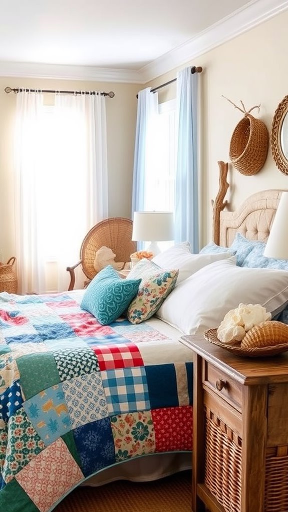 coastal themed mixed pattern decor