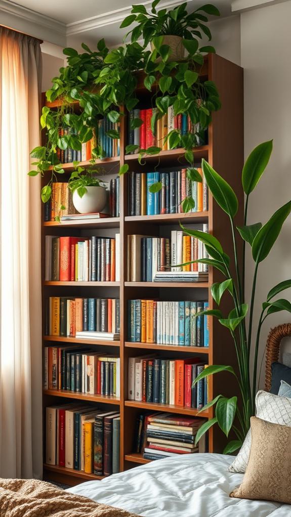 decorative greenery on shelves