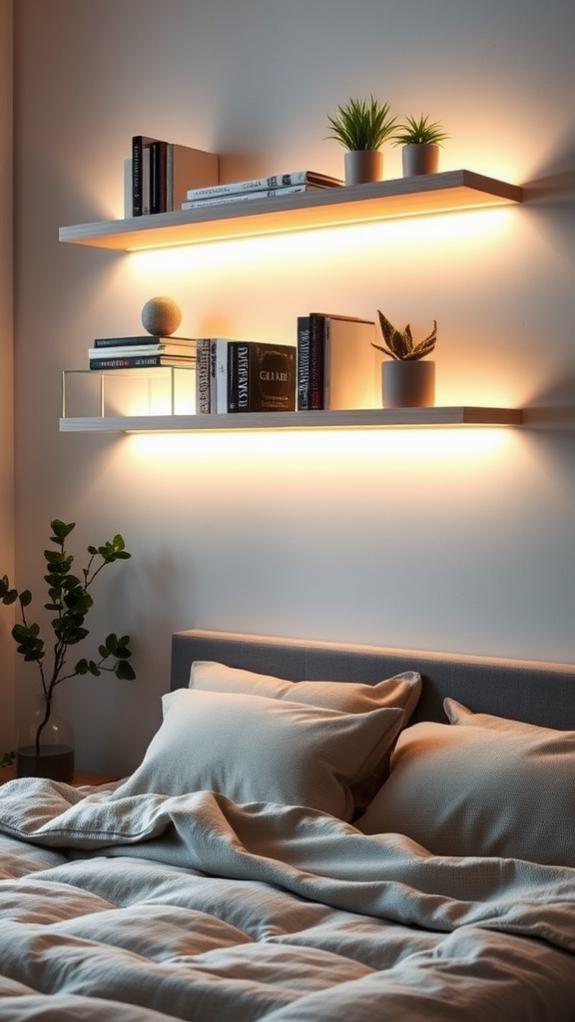 illuminated wall mounted shelves