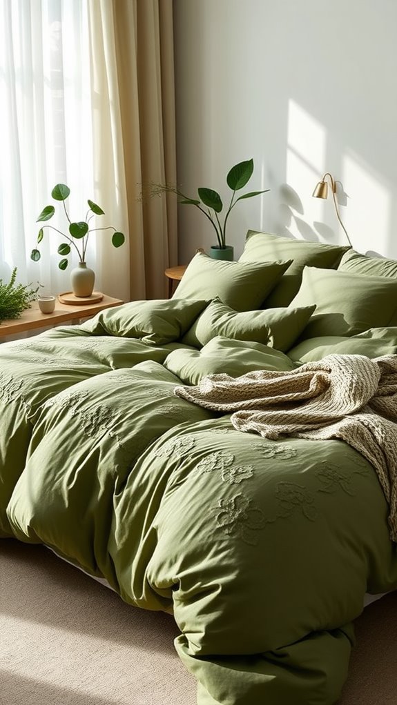 stylish olive green bedding