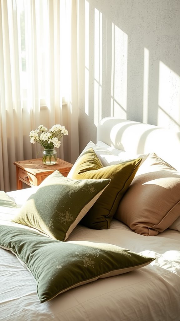 stylish olive green pillows