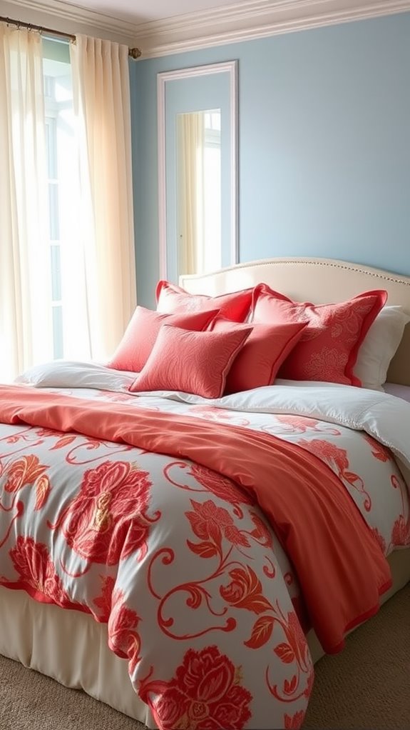 vibrant coral bed decor