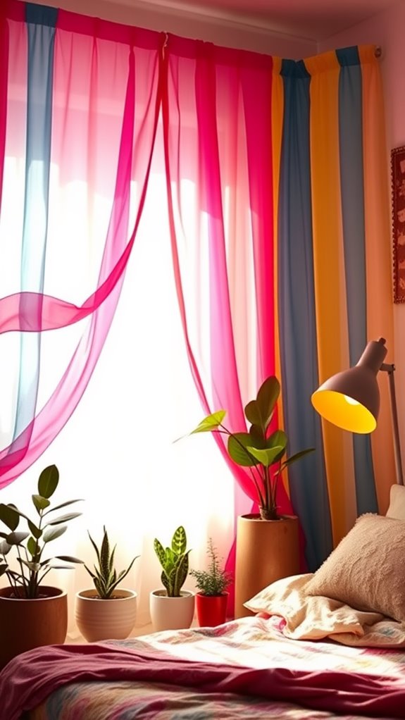 vibrant fabric window drapes