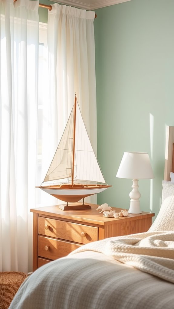 sailboat display on shelf